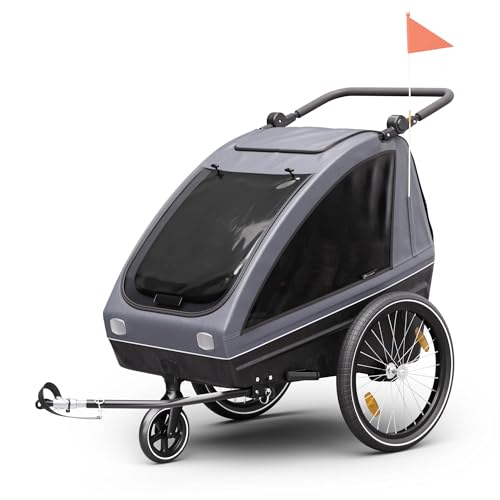 Klarfit GoKiddo Fahrradanhänger 2 Kinder - 2-in-1 Fahrradanhänger & Buggy...