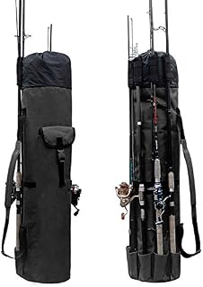 Allnice Durable Canvas Fishing Rod & Reel Organizer Bag Travel Carry Case Bag