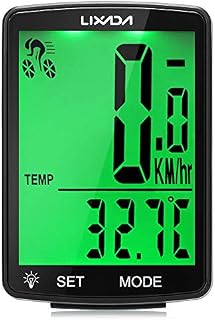 Lixada Wireless Bike Computer Multi Functional LCD Screen Bicycle Computer Mountain Bike Speedometer Odometer IPX6 Waterproof Cycling Measurable Temperature Stopwatch Cycling Accessories