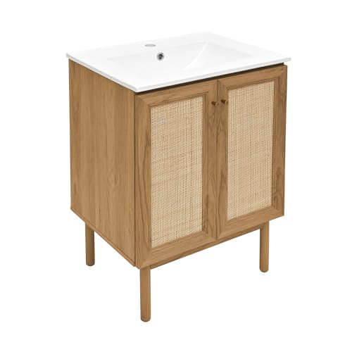 Image of Classe 24 inch Bathroom Vanity in Oak Bath Sink Cabinet Sink Included