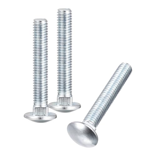 Image of uxcell 3 /8-16x2-1 /2 Carriage Bolt, 8pcs Round Head Square Neck Screws, Carbon Steel Zinc Plated, Fully Threaded, Silver