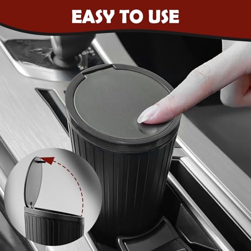 YAMAIDUO Auto Mülleimer mit Deckel, Kleiner Automülleimer mit 8 Rollen Müllbeutel, Wasserdicht Geruchshemmend Auslaufsicher Praktischer Mini Mülleimer, Auto Zubehör für Zuhause, Büro, Schwarz