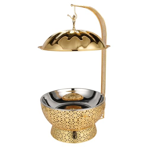 HONHPD Luxury Gold Chafing Dish Buffet Set, 8QT Stainless Steel Food Warmer with Hanging, Buffet Servers, Hotel Buffet Equipment Dishes for Chafin, Chafing Dishes for Catering,Golden
