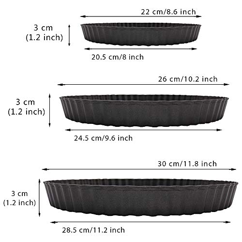 Foto von Grandwish 3 Stück Tarteform mit Hebeboden, 22/26/30 CM Antihaft Quicheform, Rund
