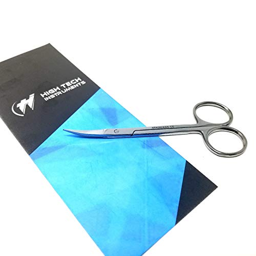 Hti Brand Iris Micro Dissection Lab Sharp Scissors, Curved, 4.5" (11.43Cm) Fine Point , Stainless Steel (Pack Of 3) #TOP2