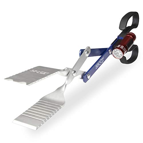 BBQ Croc 3 in 1 Barbecue Tool 18-inch - Extra Light and Long Tongs, Spatula and Grill Scraper (Blue) (18 inch with Flashlight) BBQ Croc 3 in 1 Barbecue Tool 18-inch - Extra Light and Long Tongs, Spatula and Grill Scraper (Blue) (18 inch with Flashlight)