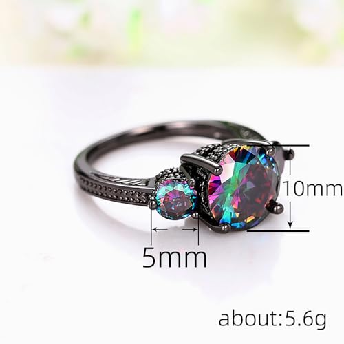 Fashion Multi-colored CZ Ring Charming Female Black Band Jewelry for Engagement2
