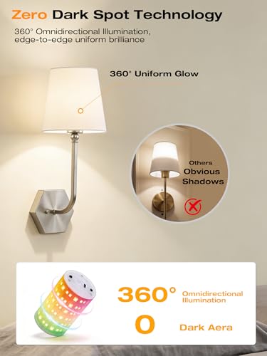 Image of CLOUDY BAY 10000mAh Battery Operated Wall Sconces,Up to 100 Hours with Rechargeable RGB Dimmable Magnetic Bulb,Cordless Wall Lighting Fixtures with Remote for Bedroom,Brushed Nickel,2 Pack-17.9inch