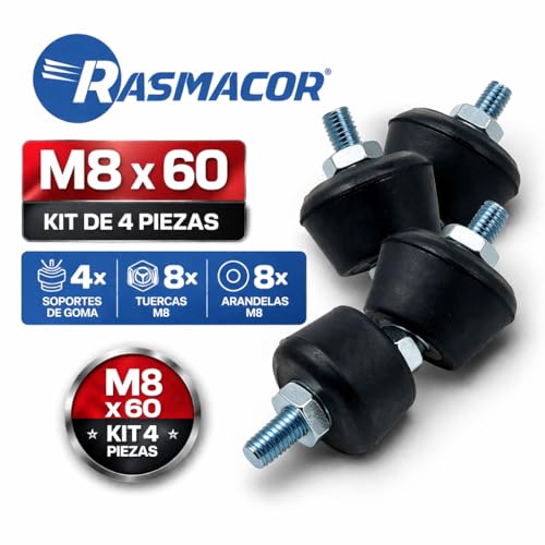 RASMACOR | Gummipuffer der Klimaanlage | M8 | PACK 4 | Klima Silentblock | Klimageraet Anti Vibration Gummilager | Wandhalterung Gummi Schwingungsdaempfer | Antivibrationsfuesse