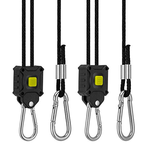 VIVOSUN 1-Pair 1/8 Inch Rope Hanger Improved Design, More Convenience - Press Button Easy Adjust, Reinforced Metal Internal Gears, 8-ft Long and 150lbs Weight Capacity