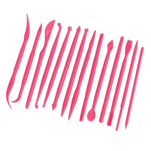 Generic Herramienta de Escultura de Arcilla, el Colorido Opcional Es una Herramienta Cómoda para Tallar 14 Piezas, para Pastel de Crema de Arcilla Suave (Rosa roja)