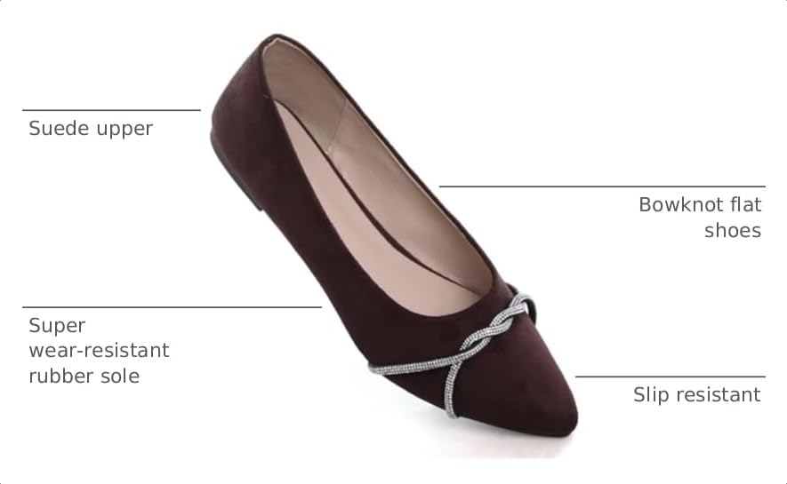 Image of TN TANGNEST Womens Casual Flats Chain Ballet Flats | Fashion Pointed Toe Rhinestone Flats, Comfort Slip On Dress Shoes for Business Work Office Wedding Party