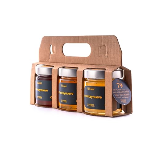 79 Setentaynueve | Pack Dégustation de Miel Pure d'Abeille 300g | Miel Crue de Forêt, Lavande et Romarin | Artisanale, Naturelle et Non Pasteurisée | Produit Gourmet