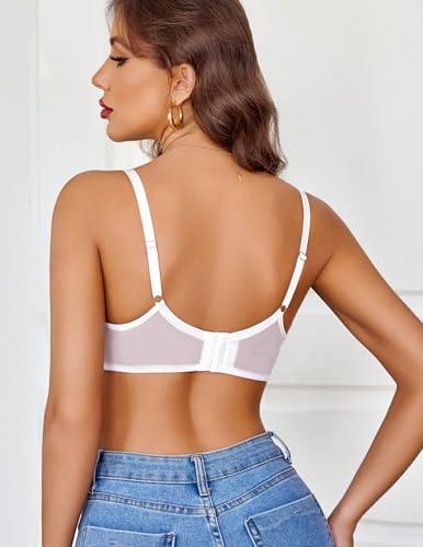 Image of Avidlove Women's Lace Underwire Bra Sexy Mesh Balconette Unlined Everyday Bra Lingerie