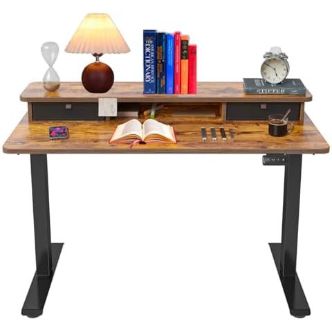 FEZIBO Electric Adjustable Standing Desk with Drawers Cover