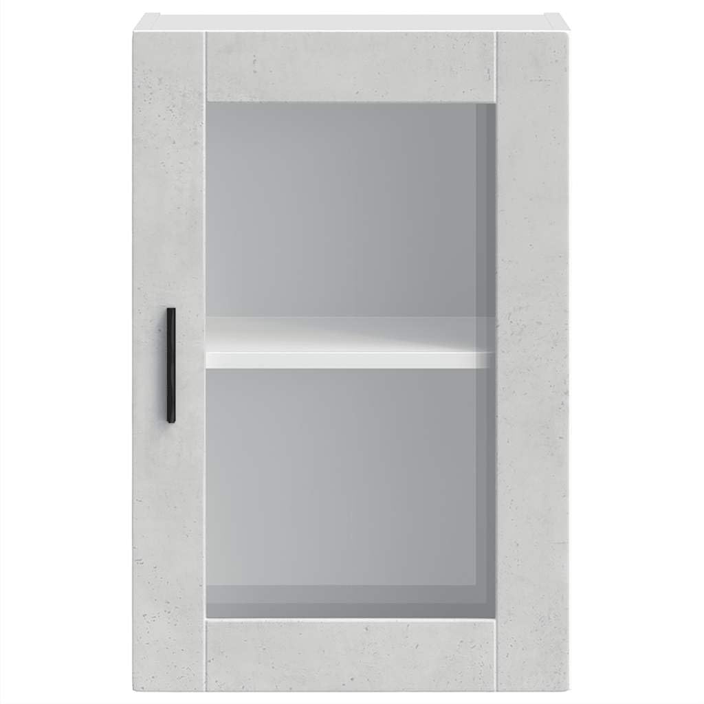 Küchen-Hängeschrank Porto Betongrau mit Glastür, Holzwerkstoff, 40x31x60 cm, 60 kg, Stauraum für Küche und Esszimmer, Wandmontage für mehr Ordnung