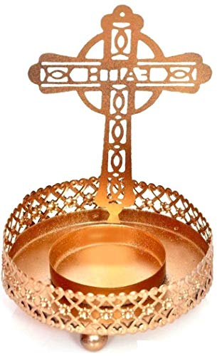 1 Jesus + 1 Cross Tea Light Candle Holder Stand Statue Religious For Home/Office Diwali Decoration Combo Gift ( Free Tealight Candle ) #TOP2