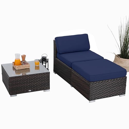 PHI VILLA Outdoor Sectional Furniture Clearance 3 Piece Patio Sofa