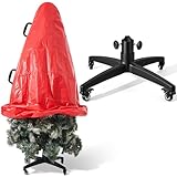 Wesnoy Christmas Tree Stand Base with Wheels and Upright Storage Bag, Tear Resistant Adjustable Storage Bag for 9 ft Artificial Christmas Tree with Ornaments