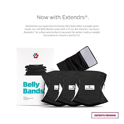 Pet Parents Washable Belly Bands for Dogs (3pack) + Extendrs Durable Dog Diapers, Premium Dog Diapers & Wraps (X-Large, Black)