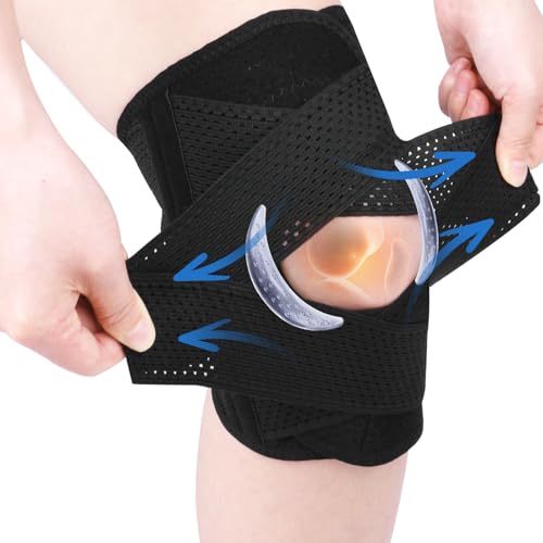 AOOWU Rodilleras Menisco y Ligamento Deportiva Ajustable, Rodillera Rotuliana Completa con Malla Transpirable, Rodilleras de Compresión, Unisex Rodillera Deportiva para Aliviar Artritis, Correr(XXL)