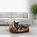CopcoPet Hundebett mittelgroße Hunde【waschbar & rutschfest】 Hundekorb L Kunstleder in Wildlederoptik, gelenkschonendes Hundekissen für drinnen, pflegeleichtes Hundesofa, Dog Bed in Braun 90 x 70cm