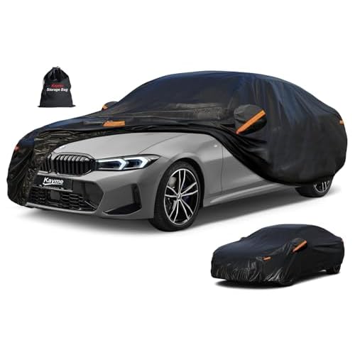 Kayme 7 Layers Car Cover Custom Fit for BMW 3 Series 320i 325i 328i 330i 335i (2013-2025) Waterproof All Weather for Automobiles, Outdoor Full Cover R