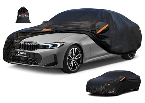 Image of Kayme 7 Layers Car Cover Custom Fit for BMW 3 Series 320i 325i 328i 330i 335i (2013-2025) Waterproof All Weather for Automobiles, Outdoor Full Cover Rain Sun UV Protection.Black
