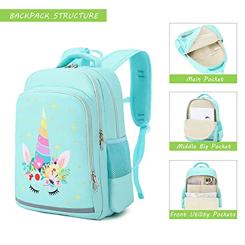 Unicorn Backpack And Lunch Box For Girls School Backpack For Girls Unicorn Bookbag Set With Chest Strap Lunch Box And Pencil Bag Preschool Kindergarten Backpack Set #TOP2