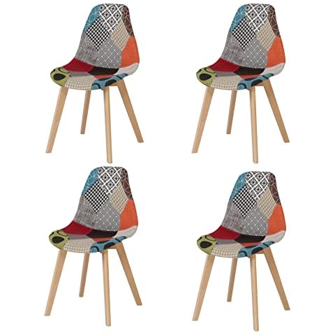 BenyLed Pack de 4 Sillas de Comedor Sillas de Patchwork de Colores Cover