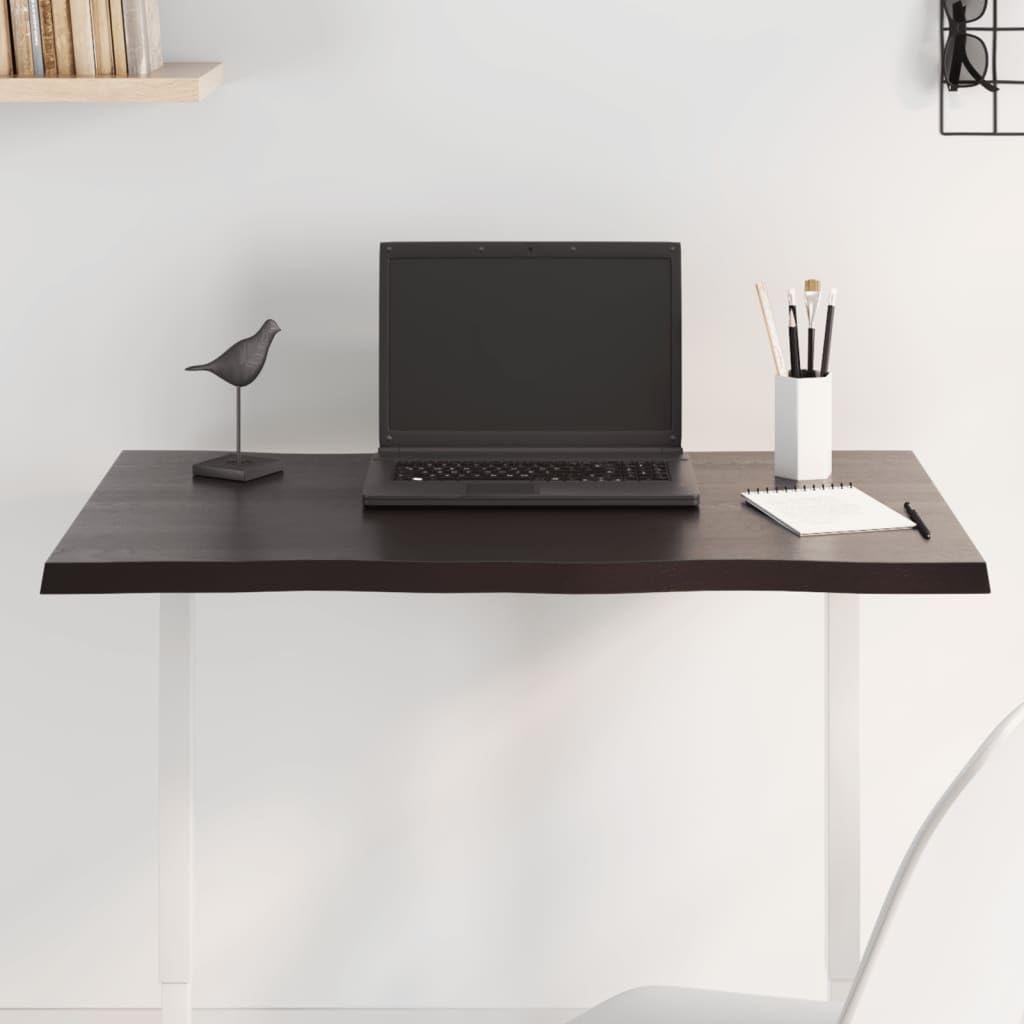 Piano Tavolo Marrone Scuro 80x60x2 cm in Rovere Massello Non Trattato con Finitura Scura e Bordi Vivi - Soluzione Ideale per Rinnovamento Tavolo Casa e Commerciale