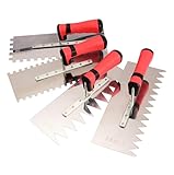 ZOFUN 2-teilig Edelstahl Zahnglättekelle Zahnkelle 10 mm/8mm - Profi Edelstahl Glättekelle - Zahnspachtel zum Verlegen von Fliesen - Ergonomisch Griff- 280 x 110 mm