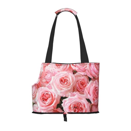 Sac fourre-tout de voyage pliable pour petits chiens et chats avec imprimé roses