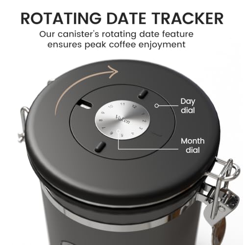 Image of Veken Coffee Canister with Window,Airtight Stainless Steel Container,32.5OZ