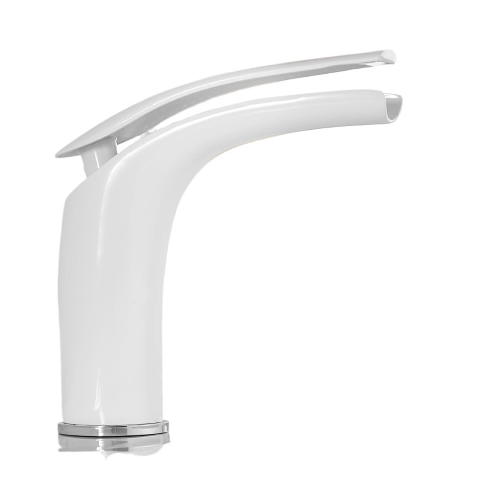 CVFRDD Copper Waterfall Basin Faucet, Hot Cold Mixer Basin Sink Tap, Black White Bathroom Mixer Crane Home Hardware(A Short White)
