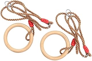 Gedourain Climbing Children Rings, Wooden Gymnastics Rings 120kg/264.6lb for Children Sports