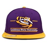 The Game NCAA Licensed LSU Tigers Flat Brim Snapback Hat, Louisiana State University Game Day Hat