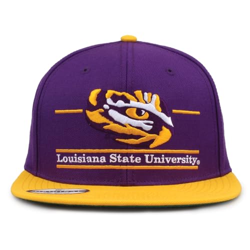The Game NCAA Licensed LSU Tigers Flat Brim Snapback Hat, Louisiana State University Game Day Hat