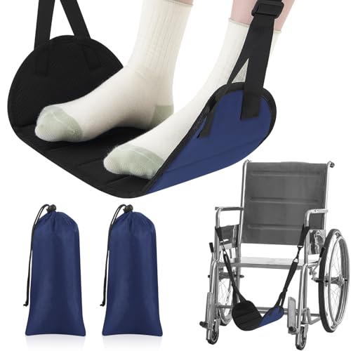 Imagen de Yoojahow - Reposapiés ajustable para silla de ruedas, 2 piezas, reposapiés para silla de ruedas, reposapiés, accesorios para silla de ruedas para reemplazo de reposapiés (azul)