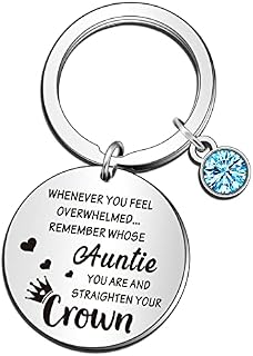 QMVMV Auntie Gifts Auntie Keyring from Niece Nephew - Inspirational Gifts for Women Auntie - Whenever You Feel Overwhelmed Remember Whose Auntie You are & Straighten Your Crown