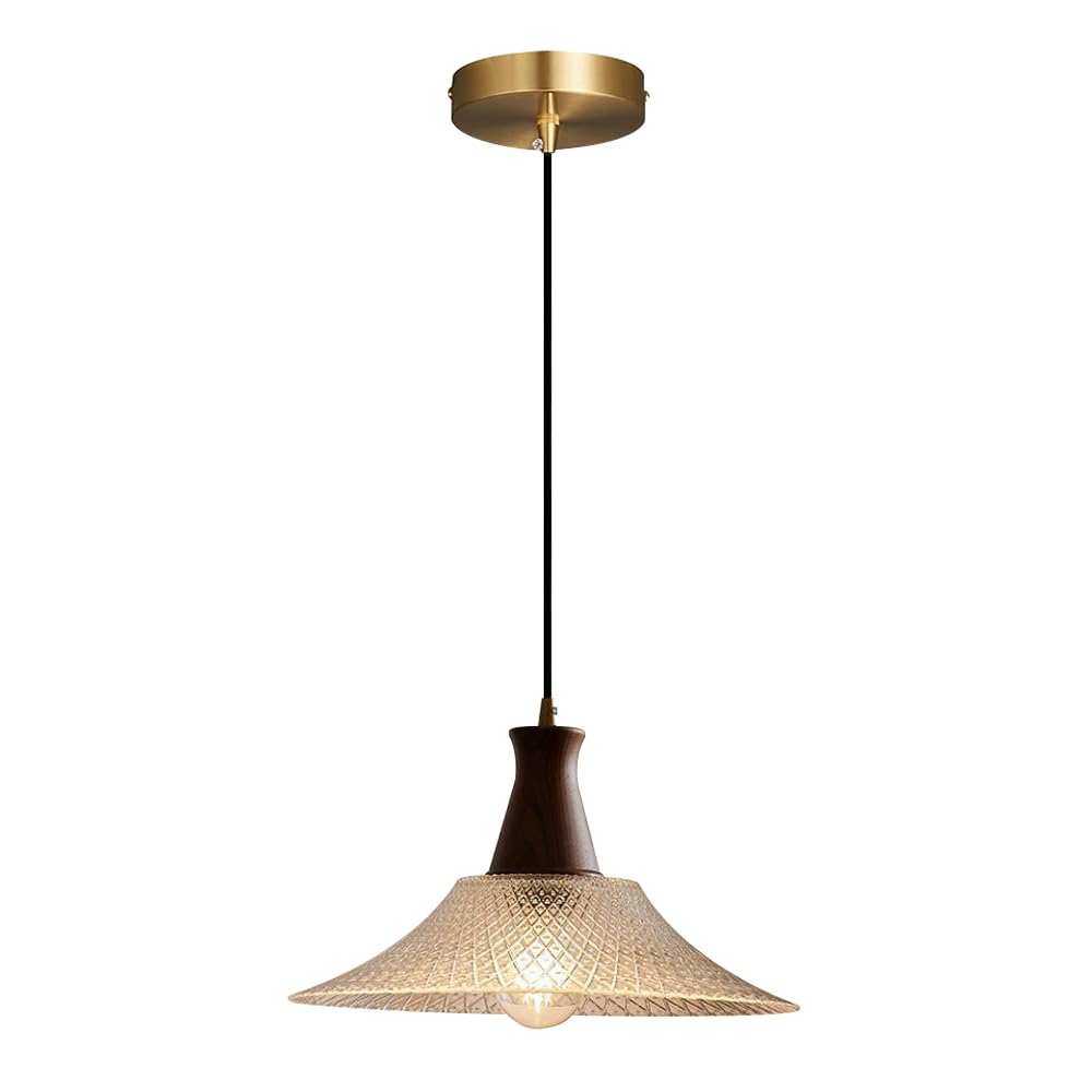 GUOGUOSM E26 Light Source Glass Pendant Lamp, Modern Minimalist Style Hanging Light, Single Head Ceiling Chandelier, Bedroom Balcony Kitchen Island Decorative Lighting Fixtures
