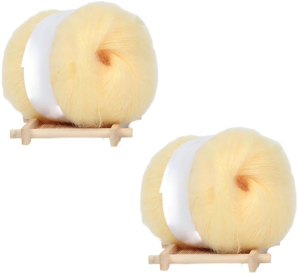 2Pack Soft Wool Knitting Yarn Natural Angola Mohair Wool Yarn Cashmere Knitting Crochet Skein Yarn for Weave Scarves Shawls Sweaters Hats Shoes (#1)
