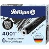 Pelikan 4001 TP/6 Ink Cartridges for Fountain Pens, Brilliant Black, 0.8ml, 6 Pack (301218)
