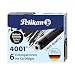 Pelikan 4001 TP/6 Ink Cartridges for Fountain Pens, Brilliant Black, 0.8ml, 6 Pack (301218)