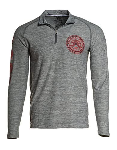 American Fighter Men's Pullover Mock Neck BRISTOL ZIP Gray
