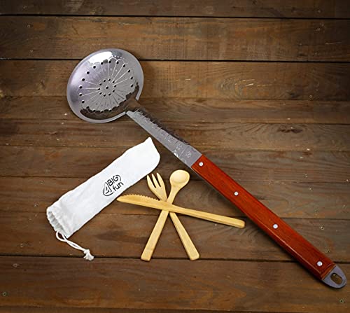 Foto von XXL 65 cm Schaumkelle Schumovka Schaumlöffel + Besteck-Set Siebkelle Abseihlöffel Edelstahl Kazan