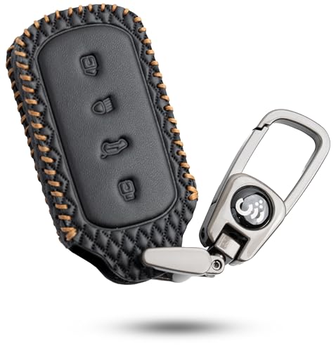 Image of SHOPOFLUX Metal Key Cover Compatible for Tata Curvv | Curvv EV Electric | Sierra | Safari | Harrier | 4 Button Smart Key Only (Metal Black Silicone)