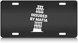 INSURED by Mafia Italy Pisa Tower S.Steel Car SUV Truck License Plate Decorative Tag Black-D#k7