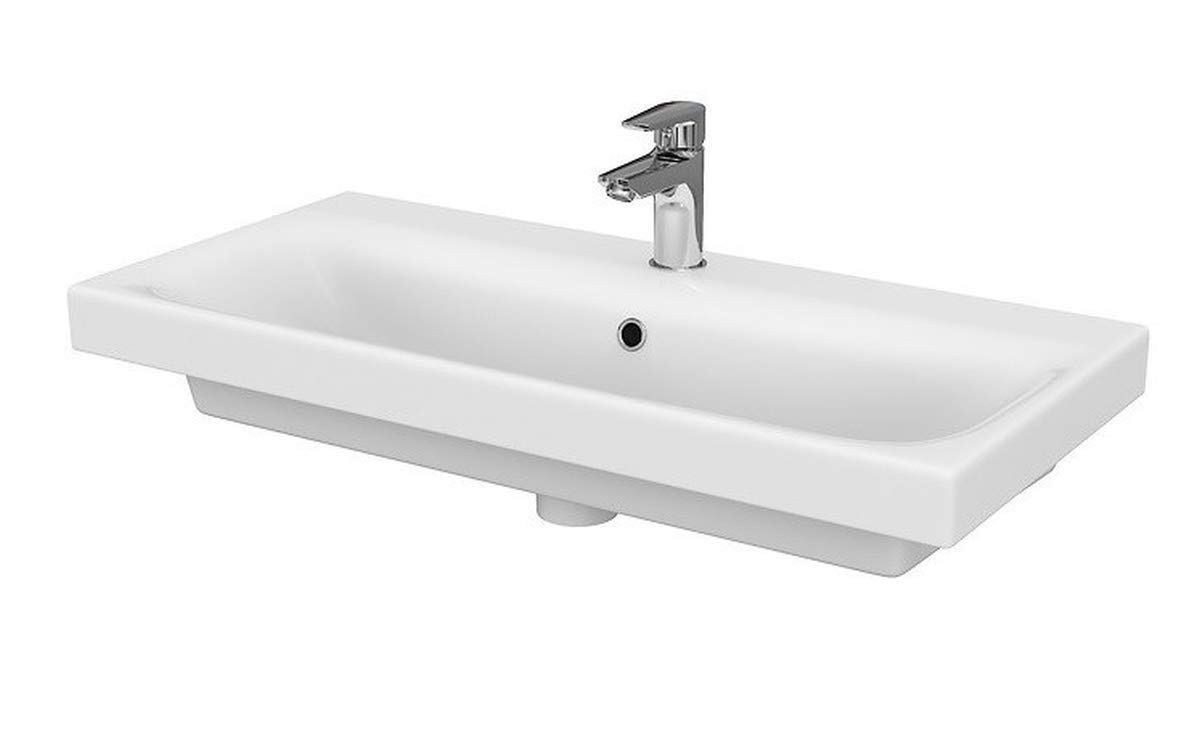 VBChome Moduo Collection - Lavabo encastrable 80x45 cm - Meuble bas - Trop-plein - Céramique blanche - Design