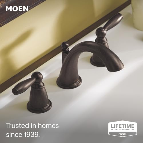 Moen Brantford Oil-Rubbed Bronze Two-Handle Widespread Bathroom Sink Faucet for 3-Hole Setups with Valve Included, TV6620ORB - image 2